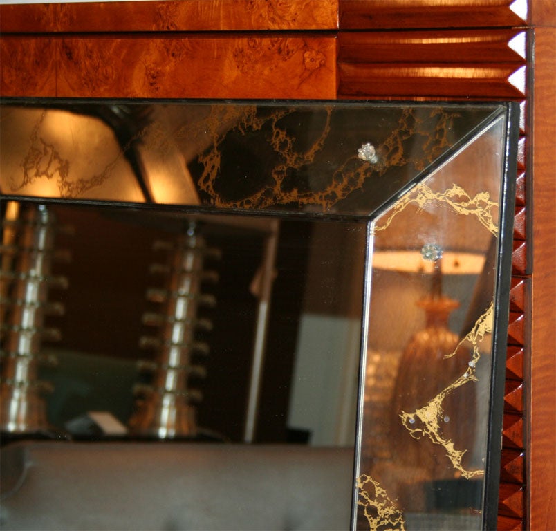 20th Century 1940's Smoked & Gold Vein Shadow Box Mirror