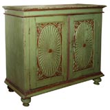 Antique Green Painted Armoire w/ Floral Motifs