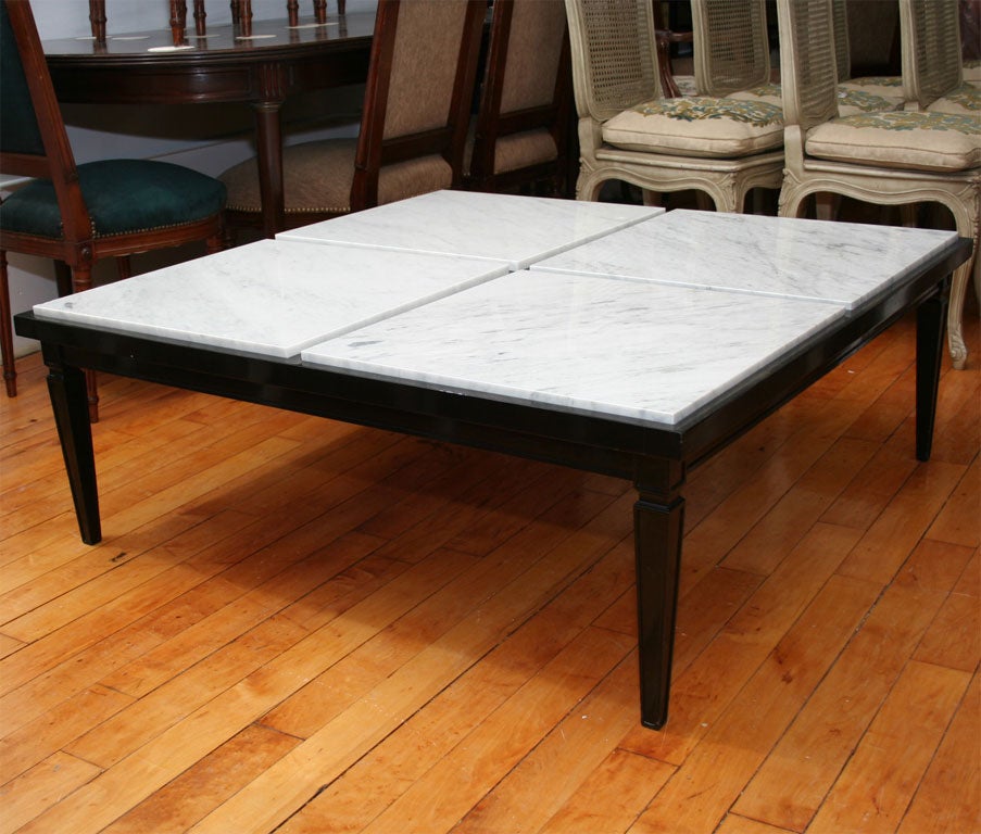 Very Large White Marble Top Cocktail Table by Jansen