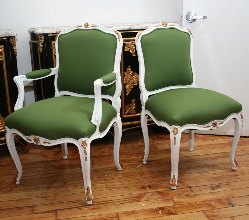 Set of 10 Dining Louis XV Dining Chairs by Jansen