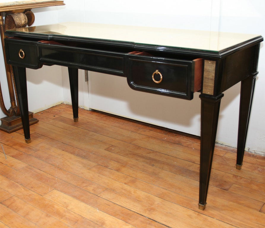 Directoire Style Gold Mirrored Top Desk by Jansen For Sale 4