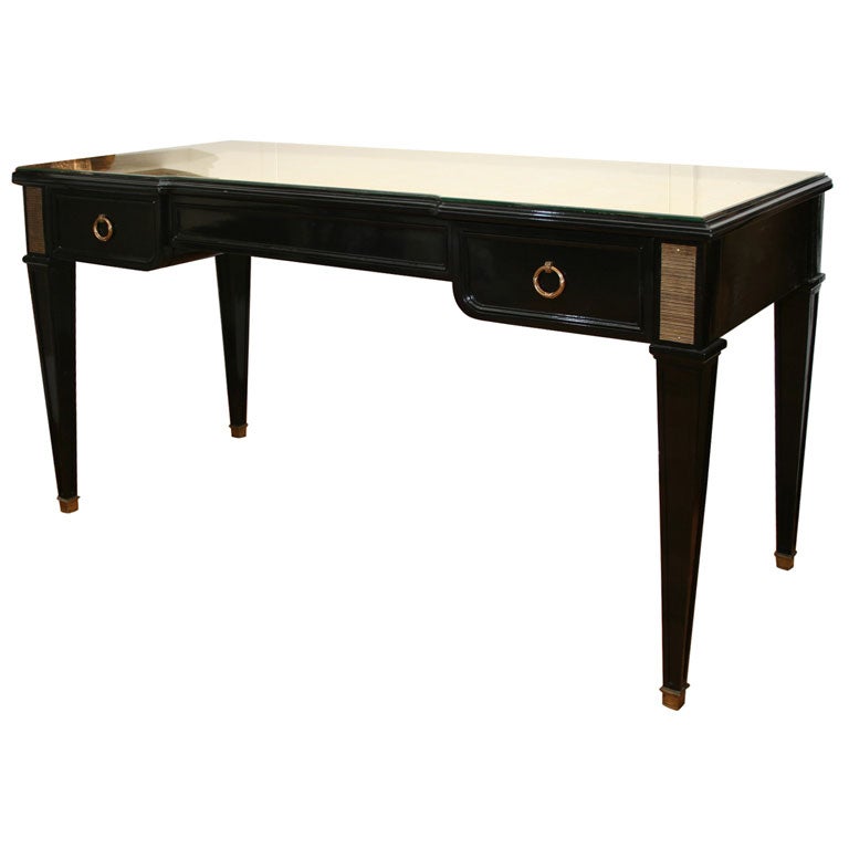 Directoire Style Gold Mirrored Top Desk by Jansen For Sale