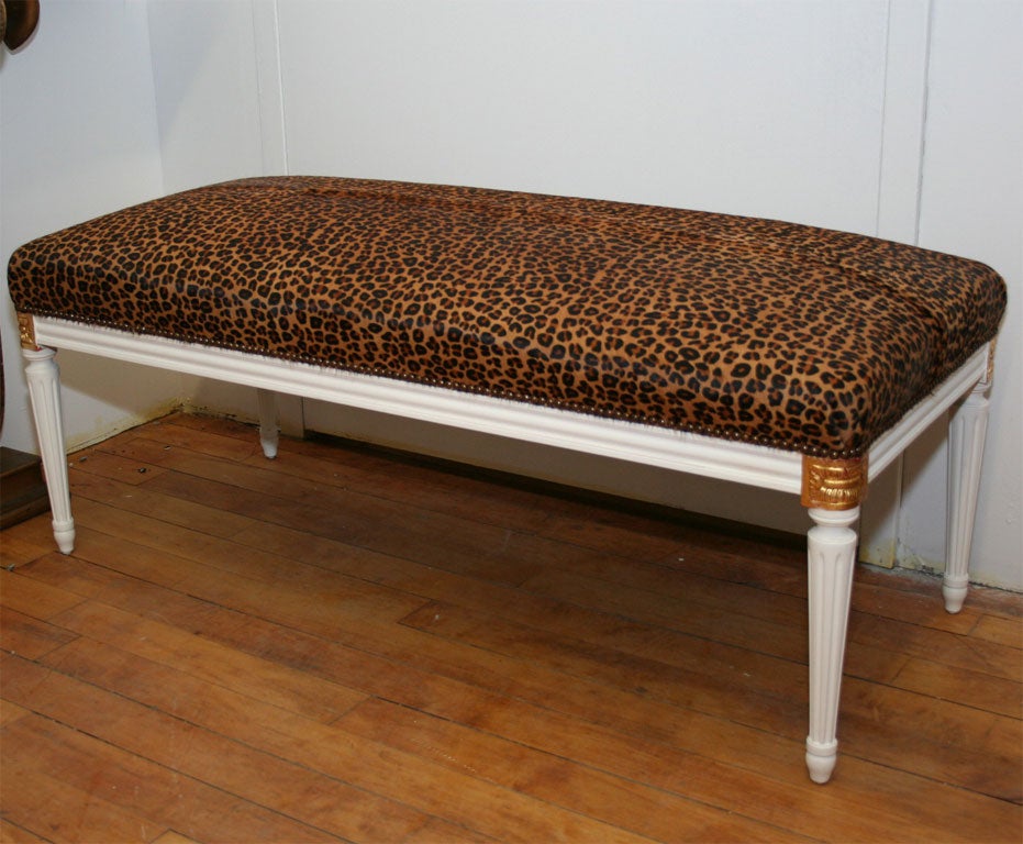 Louis XVI Painted Gilt Leopard Banquette / Bench