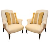 Pair of Napoleon III Ebonized Slipper Chairs