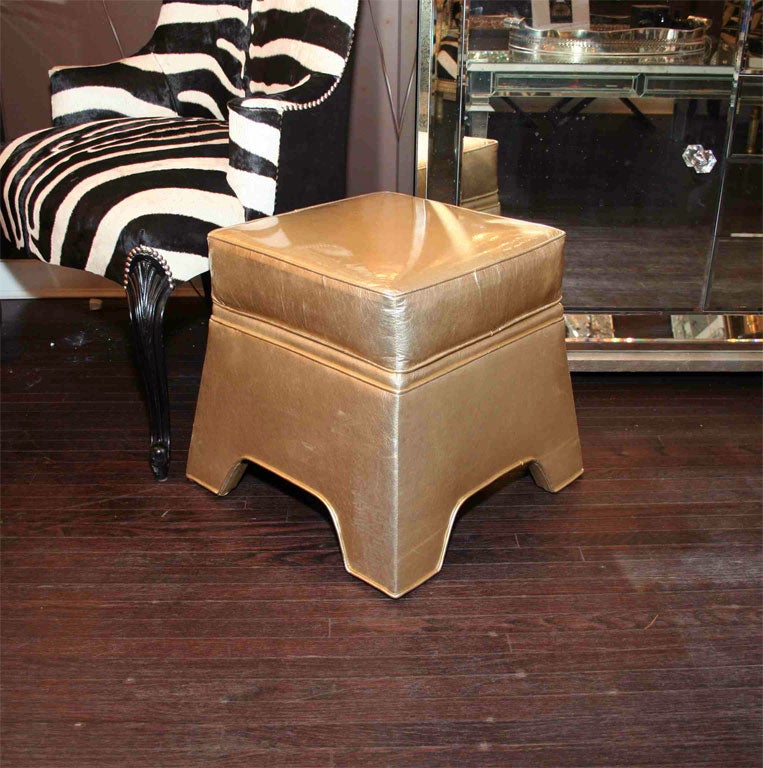 Pair of Gold Mirrored Leather Benches