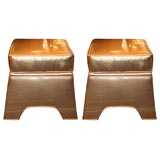 Pair of Gold Mirrored Leather Benches