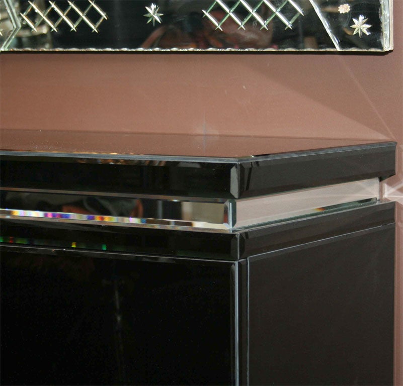 American Black Wall Mount Mirrored Credenza