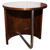 Circular Side Table with tubular chrome