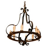 Large Wrought Iron and Cast Brass Chandalier