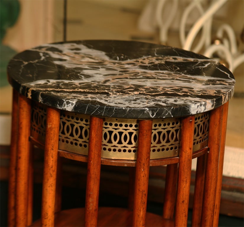 Brass Regency Mahogany  Marble Topped Side Table