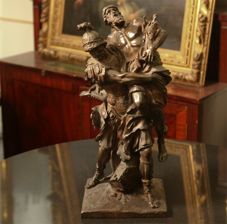 Large Bronze Figural Group of "Aeneas Carring Ascanius"