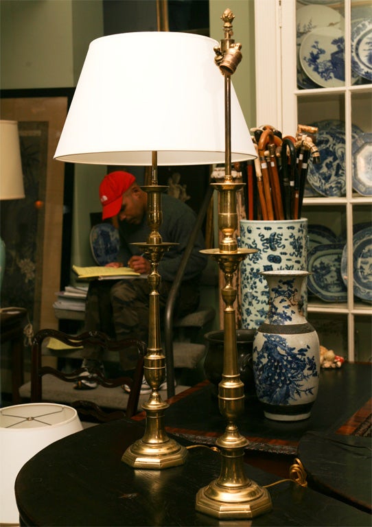 PAIR OF BRASS PRICKET STICKS