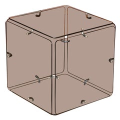Smoke glass and steel side table by Gerald McCabe