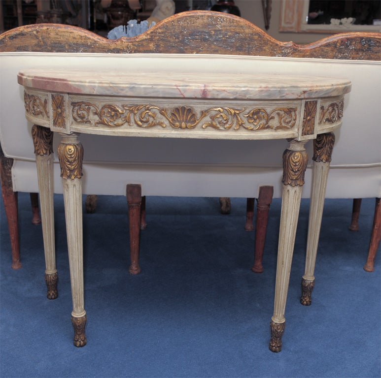 20th Century Louis XVI Style Parcel Gilt and Painted Console Table, by Jansen For Sale