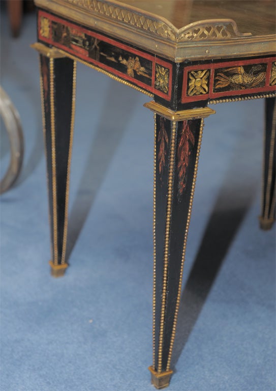 Wood Chinoiserie Eglomisé, Painted and Ebonized Side Table, by Jansen For Sale