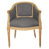 Louis XVI Style Parcel Gilt and Painted Bergère, by Jansen