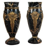 Art Deco marble and gold gilt Urns