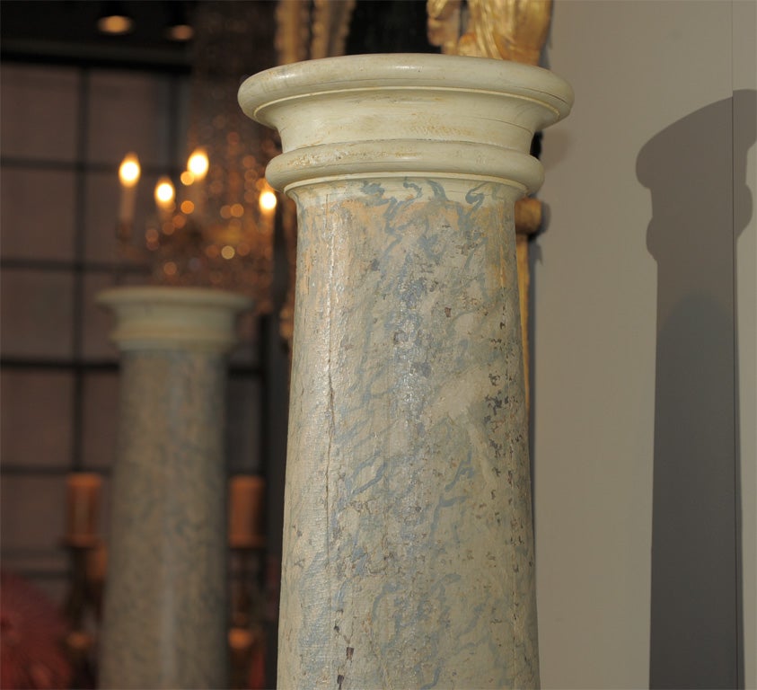 An Architectural Set of Four Faux Marble Wooden Columns For Sale 1