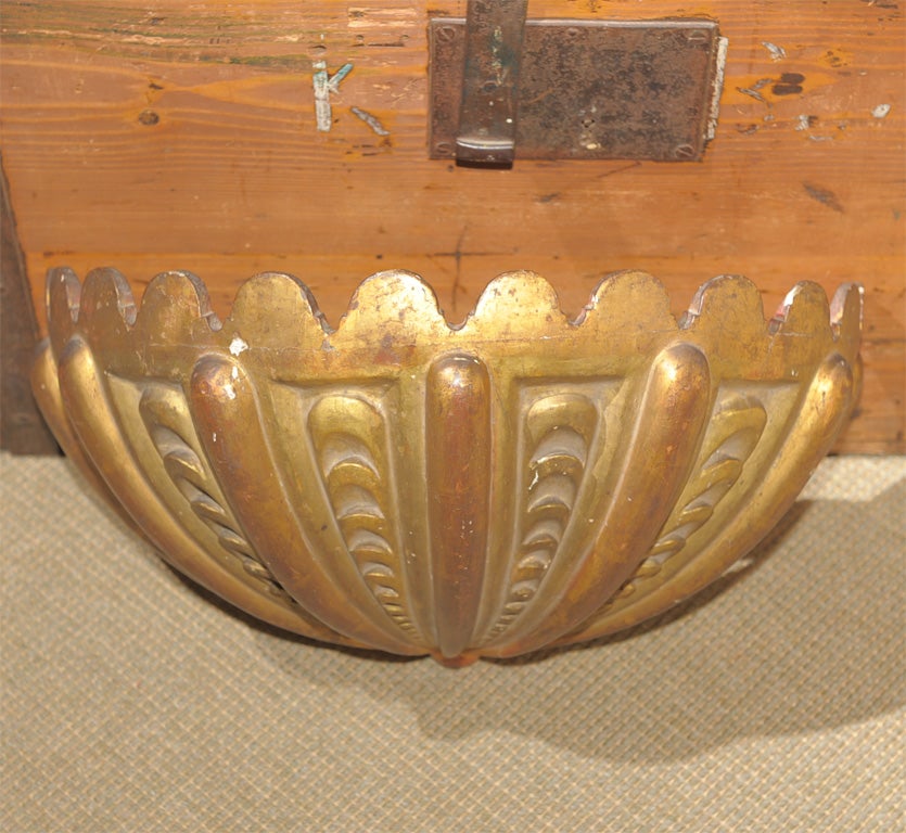 A Baroque Style Polychrome and Gilt Carved Wood Baldaquin