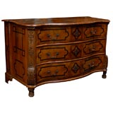 18th Century Italian Carved and Inlaid 3 Drawer Commode