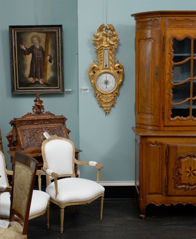 18th Century Louis XV, Water Gilt Barometer