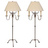 Pair of old iron floor lamps
