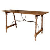 Antique Spanish Table with iron stretcher