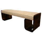 Large upholstered tinted lucite bench