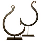 Pair of Hand Forged Iron Lifting Hooks from Bogota,  Colombia