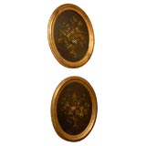 Antique pair of french oil on canvas still life painting