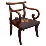 Regency Mahogany Scroll Arm Chair, England, Circa 1825