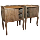 Pair of Louis XV Inspired Art Deco Strie Oak End Tables