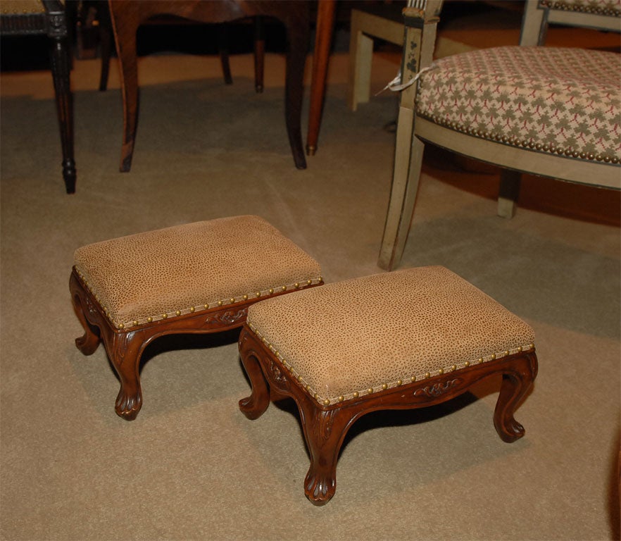 Pair of walnut Foot Stools