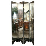 Mirrored Screen with Black Lacquer