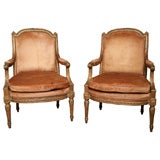 Pair of 19th Century French Gilted Arm Chairs