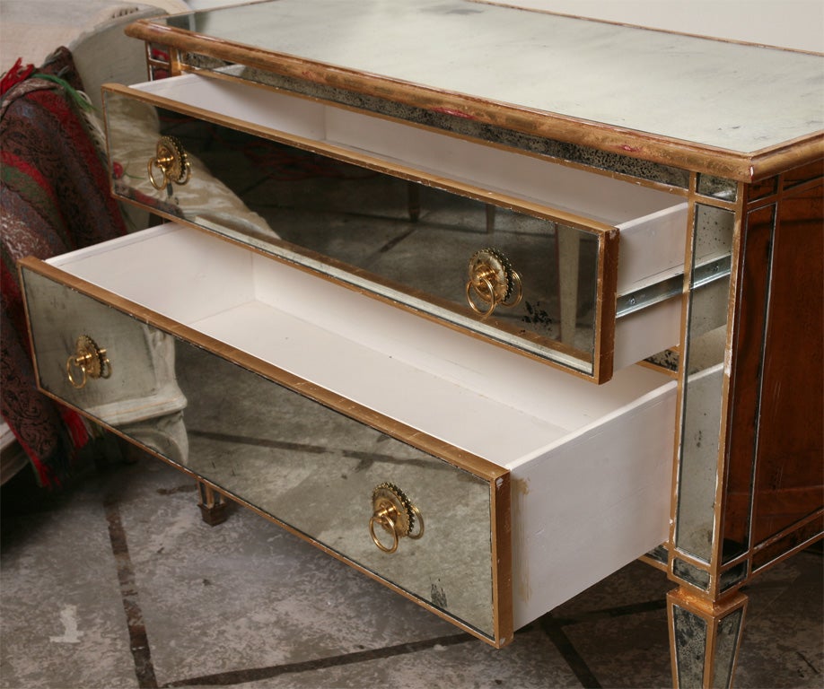 Mirrored and Gold Gilt Two Drawers Chest For Sale at 1stdibs