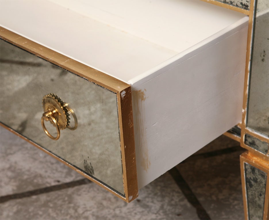 Contemporary Superb Custom  Mirrored and Gold Gilt Two Drawers Chest For Sale