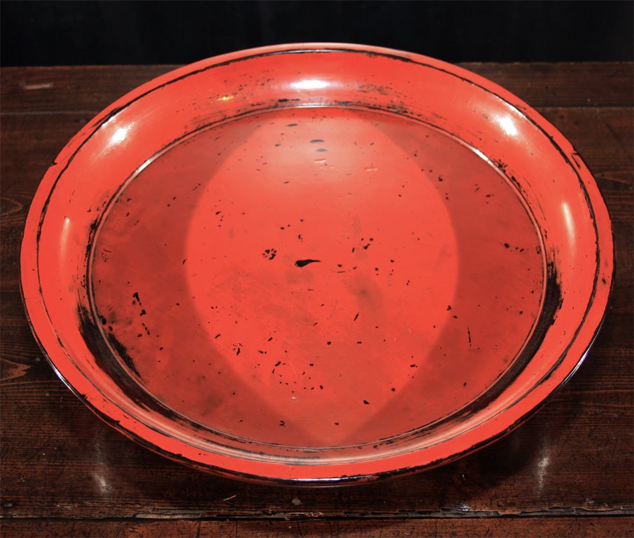 18th Century and Earlier Japanese Negoro Lacquer Shallow Footed Bowl For Sale