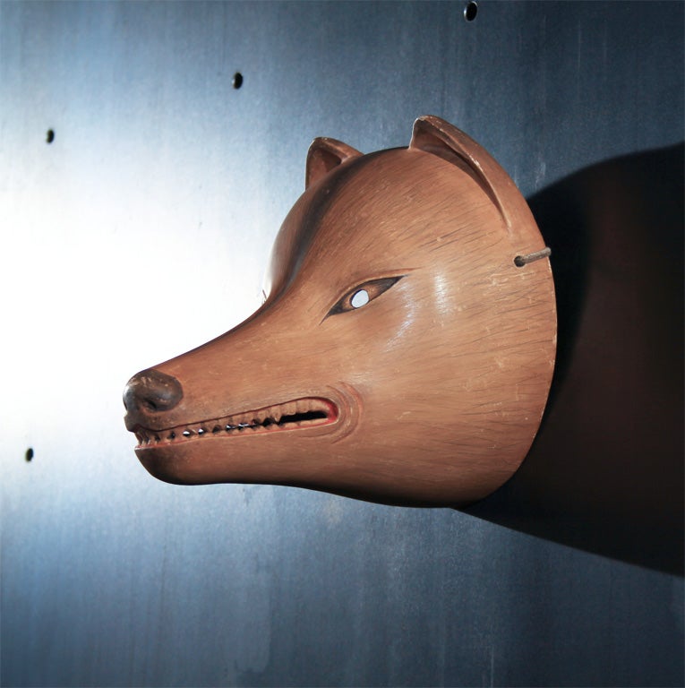 Wood Japanese Kyogen Fox Mask