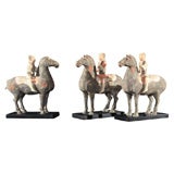 Chinese Han Dynasty Pottery Figures of Horse & Riders