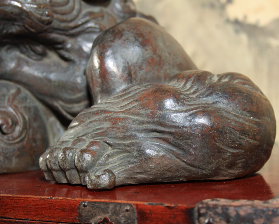 Japanese Cast Bronze Lion Dog Censer 2