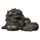 Japanese Cast Bronze Lion Dog Censer