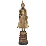 Thai Gilded Bronze Figure of a Standing Buddha