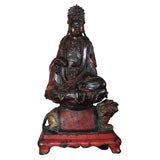 Antique Chinese Ming Dynasty Cast Iron Statue of Kuan-Yin