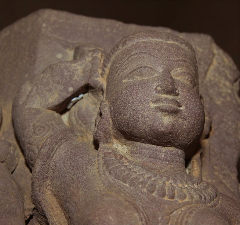 Indian Erotic Sandstone Carving of Celestial Beings 4
