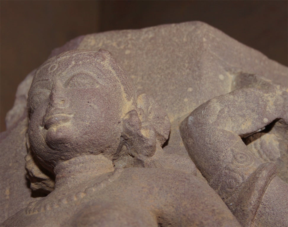 Indian Erotic Sandstone Carving of Celestial Beings 5