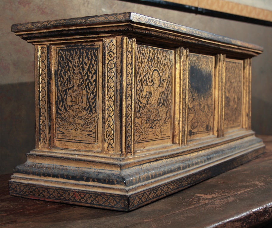 Thai Gilt Wood Manuscript Box For Sale 1