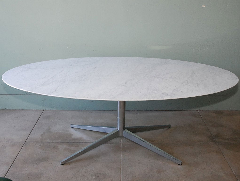 Florence Knoll Spider Base Table w. Beveled Carrara Marble Top