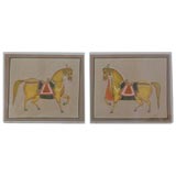 A Pair of Handpainted Horses on Silk