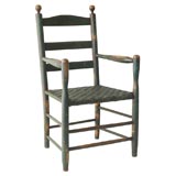 19THC EARLY NEW ENGLAND  LADDERBACK ARM CHAIR